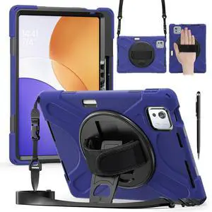 WERLEO Case for Xiaomi Pad 7S Pro 12.5" 2025 / Xiaomi Pad 6S Pro 12.4" 2024 with Pencil Holder & Stand and Portable ShockProof Cover with Rotatable Handle Shoulder Strap Stylus Pen Navy Blue