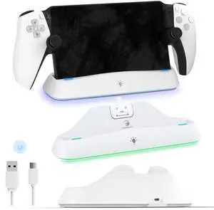 WERLEO Charging Dock for PS Portal, [Case Friendly] Charging Stand for PlayStation Portal with ON/Off RGB Light Mode and USB C Cable, Easy-to-Plug Wide Magnetic Connector Charging Dock for PS5 Portal