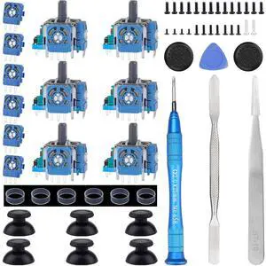 WERLEO 6 Pack Analog 3D Joysticks Replacement for PS5 Controller, Joysticks Part with Repair Screwdriver Kit for Playstation 5 DualSense Controller