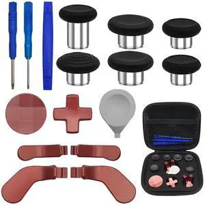 WERLEO 17 in 1 Metal Thumbsticks Replacements Accessories Kit Compatible with Xbox One Elite Series 2 Controller, Metal Thumbsticks with 6 Swap Joysticks 2 D-Pads 3 Screwdrivers 4 Paddles 1 Tool 1 Bag