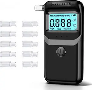 WERLEO Breathalyzer, Portable Breathalyzer for Alcohol Tests Fast-High-Accuracy Alcohol Breathalyzer Tester with LCD Display and 10Pcs Reusable Mouthpieces for Personal&Professional Use