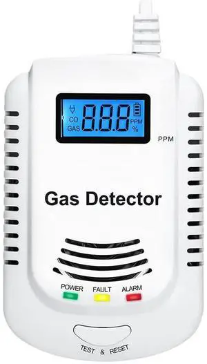 WERLEO Combination Natural Gas and Carbon Monoxide Detector Plug in 2-in-1 Co Detector and Combustible Gas Detector,Propane,LPG,Gas Leak Detector for Kitchen/Home