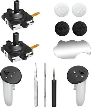 WERLEO Joystick Replacement Kit for Meta Quest 3 / Quest 2 Controllers  2× Analog Thumb Sticks + 4× Thumbstick Caps with Tools  Compatible Quest 3/2 Accessories for Left/Right Controller Repair