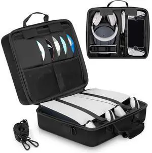 WERLEO Hard Shell Carrying Case Compatible with PS5 Slim, Travel Bag for PlayStation 5 Slim Disk Digital Edition, Games, Headset and Gaming Accessories