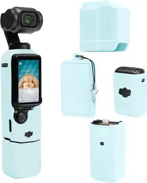 WERLEO For Pocket 3 Case, Soft Silicone Protective Case Compatible with DJI Osmo Pocket 3 Creator Combo, Lightweight creen Protector Grip Cover Accessories Light Blue