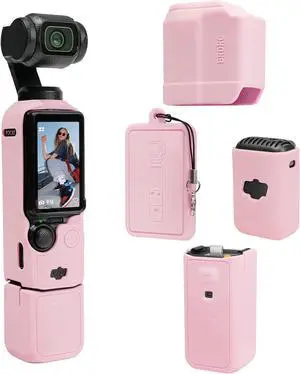 WERLEO For Pocket 3 Case, Soft Silicone Protective Case Compatible with DJI Osmo Pocket 3 Creator Combo, Lightweight creen Protector Grip Cover Accessories Pink