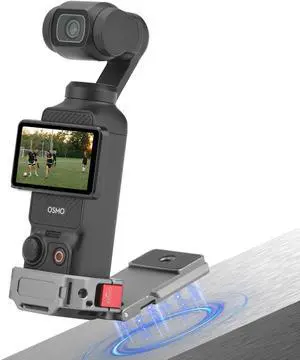 WERLEO Pocket 3 Magnetic Mount, Magnet Expansion Adapter Holder with Cold Shoe on Iron Fence, Refrigerators etc Aluminum Alloy Magnetic Mount Stand for DJI Osmo Pocket 3 Creator Combo Handle Accessory