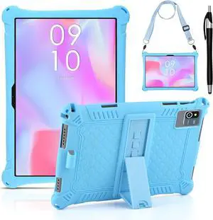 WERLEO Okaysea 10.1 inch Silicone Tablet Case with Stylus Pen & Shoulder Strap, Moderness 10.1" Case, Soft Portable Protective Cover for QunyiCO 10.1, Azeyou Tab 6 10 inch Blue