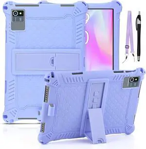 WERLEO Okaysea 10.1 inch Silicone Tablet Case with Stylus Pen & Shoulder Strap, Moderness 10.1" Case, Soft Portable Protective Cover for QunyiCO 10.1, Azeyou Tab 6 10 inch Purple
