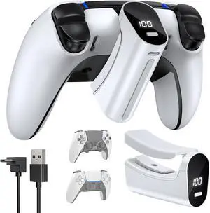 WERLEO [LED Display] 7400mWh Rechargeable Battery Pack for PS5 and PS5 Edge Controller, Battery Extender for PlayStation 5 and PlayStation Elite Controller, Play and Charge Kit for ps5 Accessories
