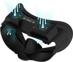 WERLEO Face Cover Cooling Fan for Oculus Quest 3, Comfortable Foam Pad Fan Cooler with 2 RGB Modes, Active Air Circulation Ventilation to Relieve Lens Fogging - Black