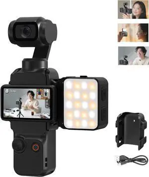 WERLEO Pocket 3 Magnetic Mini LED Light Attachment, 8700K Adjustable Fill Video Light with Quick-Release Dual Cold Shoe Expansion Adapter for DJI Osmo Action 5 Pro/4/3 Camera Cage Accessories