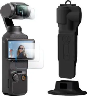 WERLEO Protective Case for DJI Osmo Pocket 3 Creator Combo, Portable Gimbal Cover with Camera Lens Cap & Tempered Glass Screen Protector Lens Protector & Desktop Mount for DJI Pocket 3