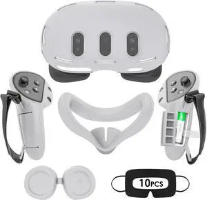WERLEO Silicone Cover Set for Meta Quest 3, Upgraded Design Full Protection for Quest 3, 4 in 1 VR Accessories Protective Cover for Oculus Quest 3, Ideal Present for Birthday and Christmas Grey