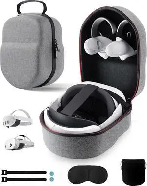 WERLEO Case for Meta Quest 3/3S/2 & Vision Pro/Pico 4, Elite Strap & Battery Head Strap, with Lens Protector, Portable Hard Carrying Case