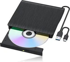 WERLEO External Blu-ray Drive, Portable Blu-ray Player & CD DVD Burner  USB 3.0 & Type-C BD/DVD/CD Reader, Plug and Play, Lightweight for Windows/Mac/Linux (2 in 1)