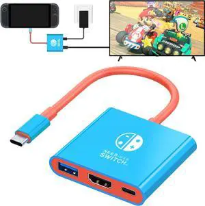 WERLEO USB C to HDMI Adapter for Switch 2, Dock 3 in 1 TV Switch Adapter with 4K HDMI Cable, 100W Type C Charging, Compatible with Switch 2, N Switch, Steam Deck, Smartphones, PC