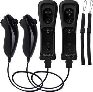 WERLEO Motion Plus Wii Controllers 2Packs with Nunchucks, Wii Remote Controllers Compatible for wii and Wii U with Built in Motion Plus