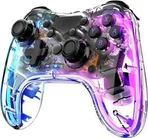 WERLEO Wireless Bluetooth Gaming Controller with RGB Lights (14 Color Setting) and 4 Level Vibration Function for Switch/Lite/OLED, Android/iOS/PC/Steam/Apple Arcade MFi Games, Switch Pro Controller