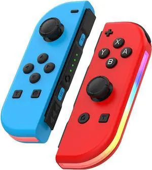 WERLEO Wireless RGB Gaming Controller for Nintendo Switch/Led/Lite - L/R Switch Controller with Dual Vibration/Wake-up/Motion Control/RGB light Red