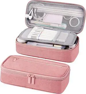 WERLEO Large Pencil Case, Big Storage Organizer for Stationery, Back - to - School Essential, Teacher Must - have, Big Pencil Pouch Bag, Marker Case School Supplies for College & High School Pink
