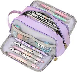 WERLEO Large Pencil Pouch Pen Case Pencils Box Holder Bag for Boys Teen Girls Office Writing Stationery Back to School Supplies Bags Big Capacity Pens Organizer for Adults and Students Purple