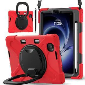 WERLEO Case for Xiaomi Redmi K Pad 8.8 Inch 2025 Shockproof Cover with 360 Rotating Stand Hand Strap Shoulder Strap Pencil Holder Red