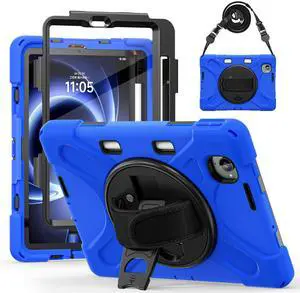 WERLEO Case for Xiaomi Redmi K Pad 8.8 Inch 2025 Shockproof Cover with Built-in Screen Protector 360 Rotate Stand Hand Strap Shoulder Strap Pencil Holder Blue