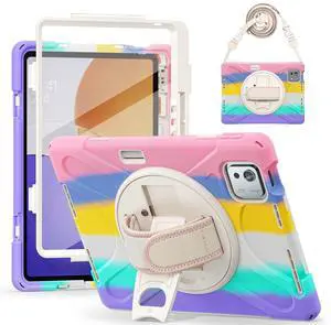 WERLEO Case for Xiaomi Pad 7S Pro 12.5 inch 2025 Shockproof Cover with Built-in Screen Protector 360 Rotate Stand Hand Strap Shoulder Strap Pencil Holder Pink