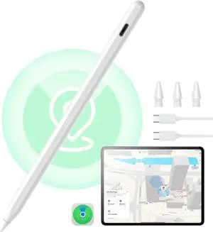 WERLEO Digital Findmy Stylus Pen Findmy Pencil Findmy for iPad 2018-2025 with Easy Shortcuts for Apple iPad A16/10/9/8 & Air 13/11 & Pro 12.9/13/11 & Mini 7/6/5,White (No Wireless Charging)