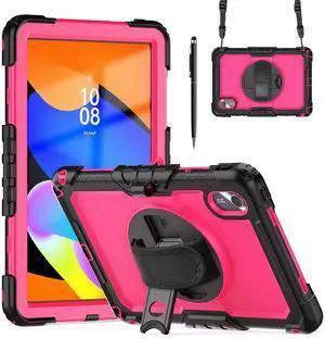 WERLEO Case for Lenovo Idea Tab 11 inch 2025/Tab K11 Gen 2 11" 2025/Lenovo Tab M11/ K11 LTE 11'' 2024 Shockproof Cover with Screen Protector/Pencil Holder/Rotating Hand Strap/Stand/Stylus Pen Rose Red