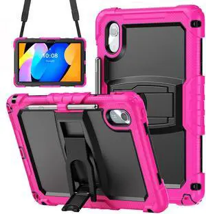 WERLEO Case for Lenovo Idea Tab 11 inch 2025/Tab K11 Gen 2 11" 2025/Lenovo Tab M11/ K11 LTE 11'' 2024 Shockproof Cover with Pencil Holder/Shoulder Strap/Stand Rose Red