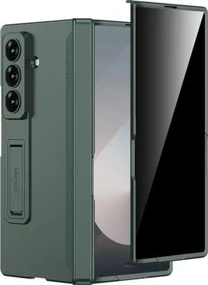 WERLEO Case for Samsung Galaxy Z Fold 7 with Privacy Screen Protector, [Anti Spy] Built-in Adjustable Kickstand & Magnetic Hinge Protection Full-Body Protective Case for Galaxy Z Fold 7 5G Dark Green