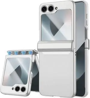 WERLEO Case for Samsung Galaxy Z Flip 6 Case / Z Flip 7 FE, Hinge Protection, Built-in Screen Protector, Wireless Charging, Slim Rugged Phone Protective Case for Galaxy Z Flip 6 Silver