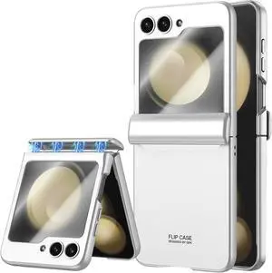 WERLEO Case for Samsung Galaxy Z Flip 5 Case, Hinge Protection, Built-in Screen Protector, Wireless Charging, Shockproof, Anti Scratch Slim Phone Protective Cover for Galaxy Z Flip 5, 2023 Silver