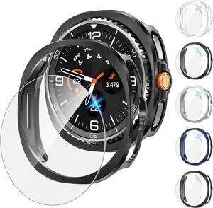 WERLEO [5+5Pack] for Samsung Galaxy Watch 8 Classic Screen Protector Case 46mm Accessories, Hard PC Bumper/HD Anti-Fog Tempered Glass Protective Film, Face Cover Set for Women Men