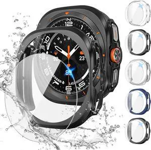 WERLEO [5+5Pack] for Samsung Galaxy Watch Ultra 2025 / Galaxy Watch 7 Ultra 2024 47mm Accessories, Hard PC Bumper/HD Anti-Fog Tempered Glass Protective Film, Face Cover Set for Women Men