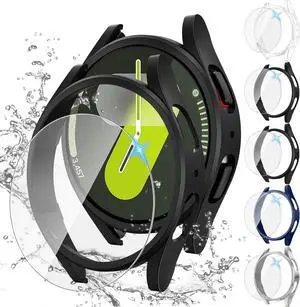WERLEO [5+5Pack] for Samsung Galaxy Watch 7 Screen Protector Case 40mm Accessories, Hard PC Bumper/HD Anti-Fog Tempered Glass Protective Film, Face Cover Set, Galaxy Watch 7 Case for Women Men