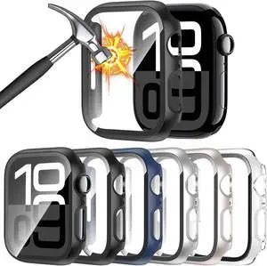 WERLEO [6 Pack] Case for Apple Watch Series 10 42mm Screen Protector, Ultra-Thin Tempered Glass Full Coverage Hard PC Protective Face Cover for iWatch 10 42mm