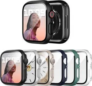WERLEO 6 Pack Case with Tempered Glass Screen Protector for Apple Watch Series 3 Series 2 Series 1 42mm, Ultra-Thin Scratch Resistant Full Protective Hard PC Bumper Cover for iWatch 42mm Accessories