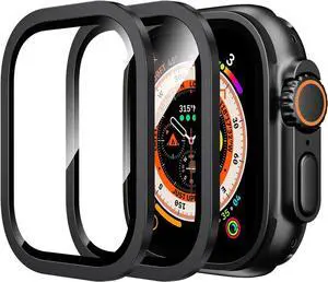 WERLEO for Screen Protector for Apple Watch Ultra 2/Ultra 49mm,9H Tempered Glass + Titanium Alloy Frame, [Keep Original] [Touch Sensitive] Lightweight Protective Glass Film for iwatch Ultra - 2 Pack