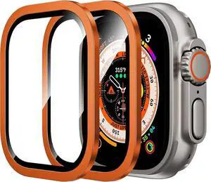 WERLEO for Screen Protector for Apple Watch Ultra 2/Ultra 49mm,9H Tempered Glass + Titanium Alloy Frame, [Keep Original] [Touch Sensitive] Lightweight Protective Glass Film for iwatch Ultra - 2 Pack