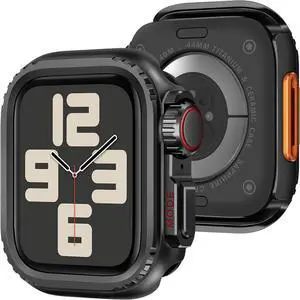 WERLEO 2 in 1 Metal Case Compatible with Apple Watch Series 6/Series5/Series4/SE 44mm, Rugged Shockproof Metal Bumper Case with Back Cover for iWatch 44mm