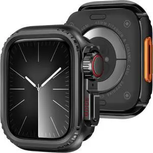 WERLEO 2 in 1 Metal Case Compatible with Apple Watch Series 9/Series 8/Series 7 45mm, Rugged Shockproof Metal Bumper Case with Back Cover for iWatch 45mm