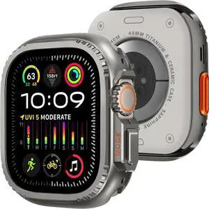 WERLEO 2 in 1 Metal Case Compatible with Apple Watch Ultra 2/Ultra 49mm, Rugged Shockproof Metal Bumper Case with Back Cover for iWatch 49mm Grey