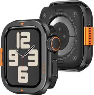 WERLEO Metal Case Compatible with Apple Watch Series 6/SE/5/4 44mm with Back Cover, Rugged Protective Bumper Cover for iWatch 44mm