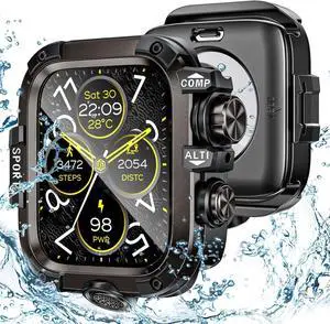 WERLEO [2 in 1] Case for Apple Watch Series 9 Series 8 Series 7 45mm with Tempered Glass Screen Protector Waterproof Cover, 360° Protective Rugged Metal & PC Bumper for iWatch, 45mm