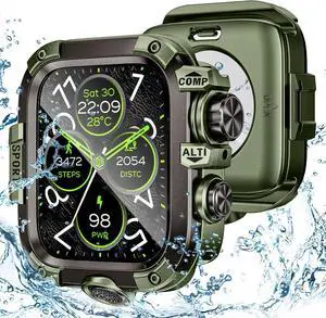 WERLEO [2 in 1] Case for Apple Watch Series 9 Series 8 Series 7 45mm with Tempered Glass Screen Protector Waterproof Cover, 360° Protective Rugged Metal & PC Bumper for iWatch, 45mm Green