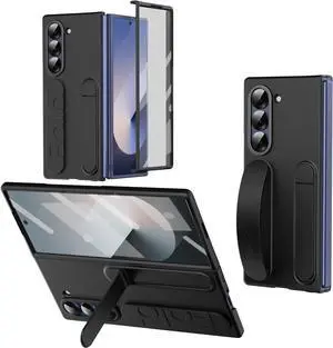 WERLEO Case for Samsung Galaxy Z Fold 7 with Wristband Stand, Bulit-in Screen & Lens Protector Shockproof Full Body Drop Fall Protection Cover