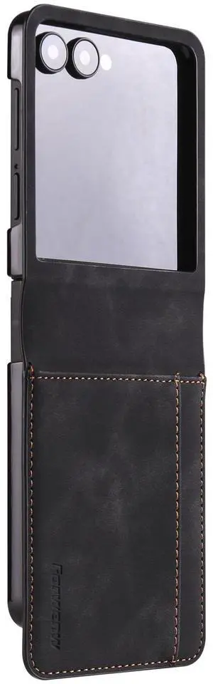 WERLEO Case for Samsung Galaxy Z Flip 7 Premium PU Leather Phone Cover with Card Holder Stand, Shockproof Flip Wallet Cover